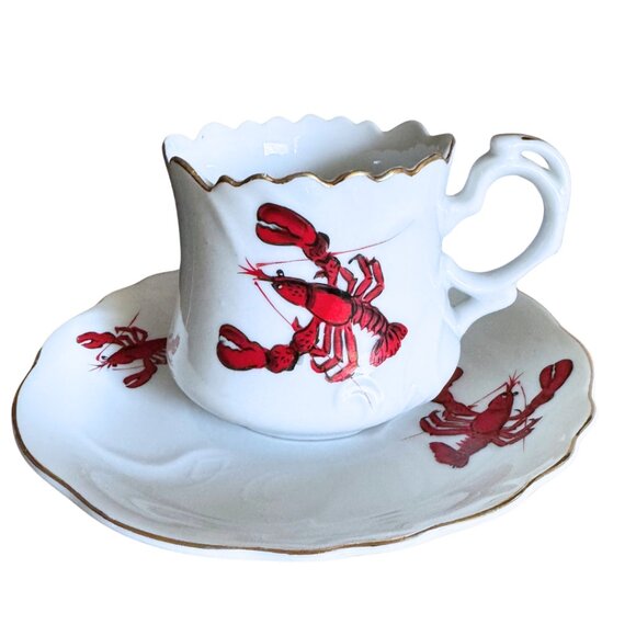 Other - Lobster Creamer and Saucer Stamped ESD Japan Hand Painted Porcelain MCM Vintage